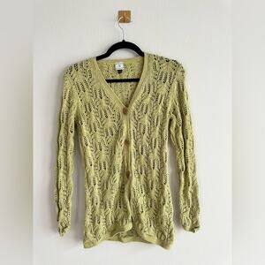 Vintage Clare Icelandic Design Open Knit Cardigan Green Crochet Cotton Size S